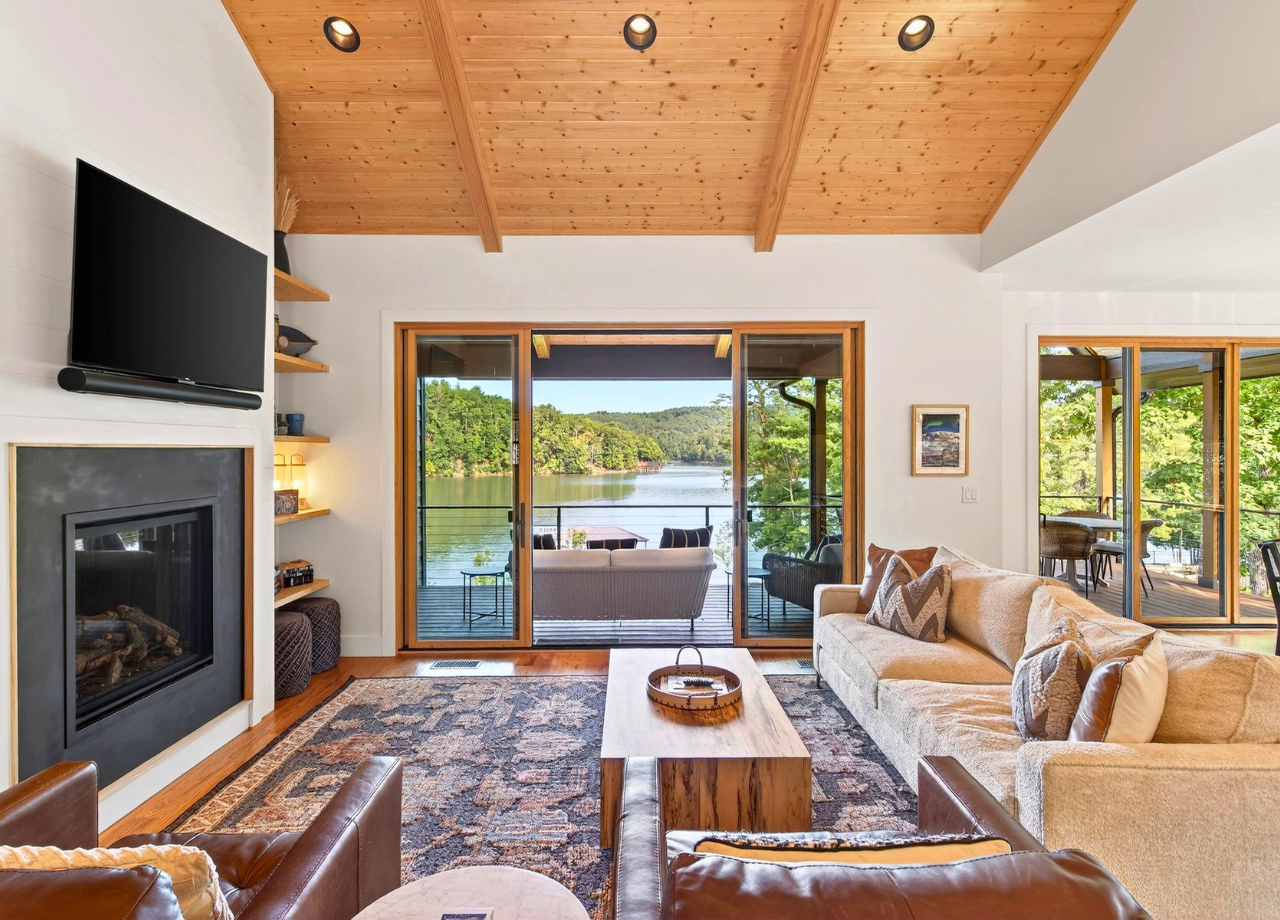 luxury lake home interior Lake James NC