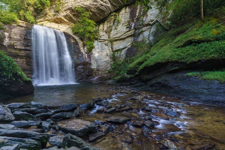 Looking Glass Falls in Pisgah National Forest, near Asheville, North Carolina.